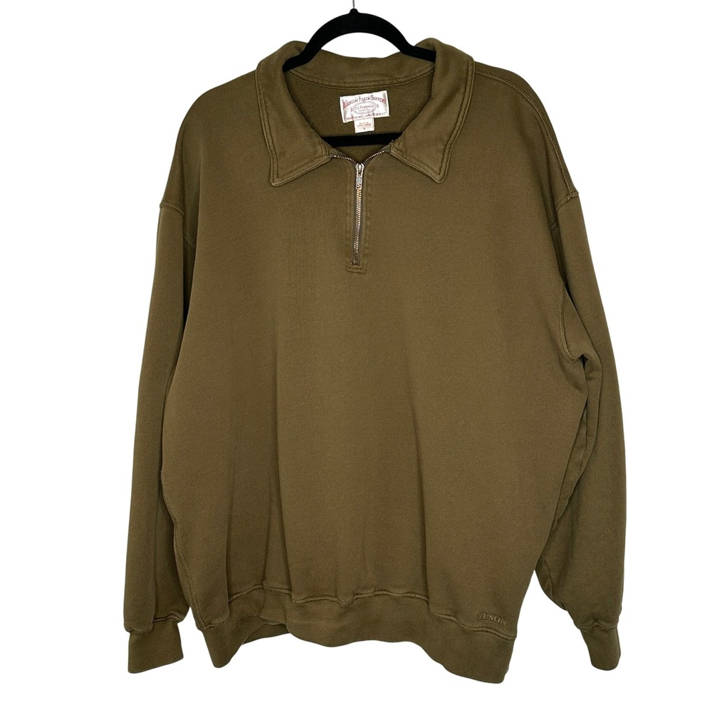 Filson Olive Green Half-Zip Sweatshirt
